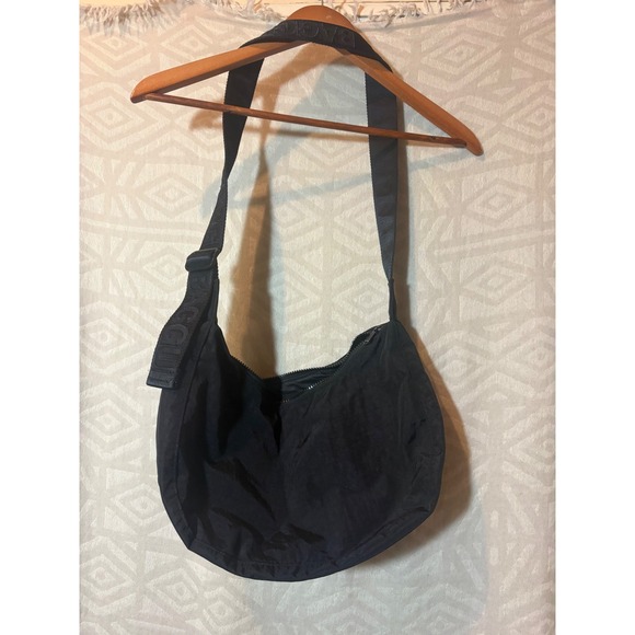 Black Baggu Nylon Crescent Shoulder Bag with Logo Strap - Picture 6 of 7